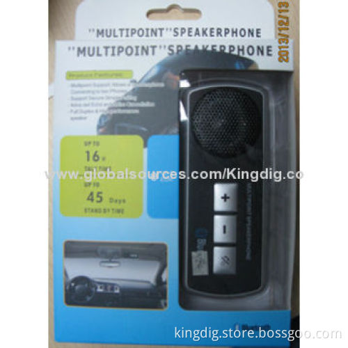 Bluetooth Car Kit with Voice Reminder Power-on/Off by NFC (Optional), Up to 15-hour Talk Time